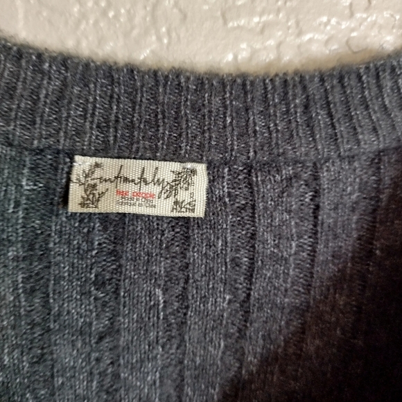 Free People Around The Clock Pullover Ribbed Sweater Grey Sz Xs - Picture 6 of 10